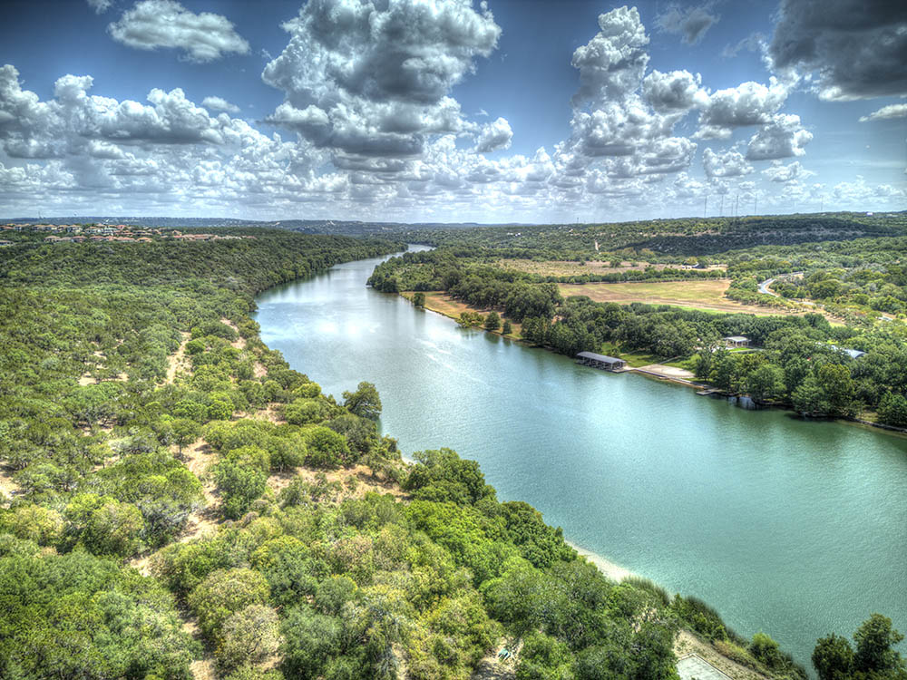 HDR Drone photo of Lake Austin in Austin, Texas